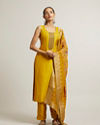 Mustard Yellow Sequin Embellished Suit with Floral Duapatta